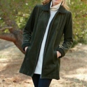 J Jill Heritage Tumbled Cord Coat Moss Green size medium
